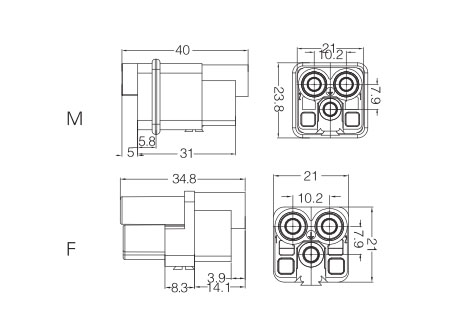 紧凑小体积型插芯 轴向螺栓连接 HQV-002.1-M 尺寸.jpg