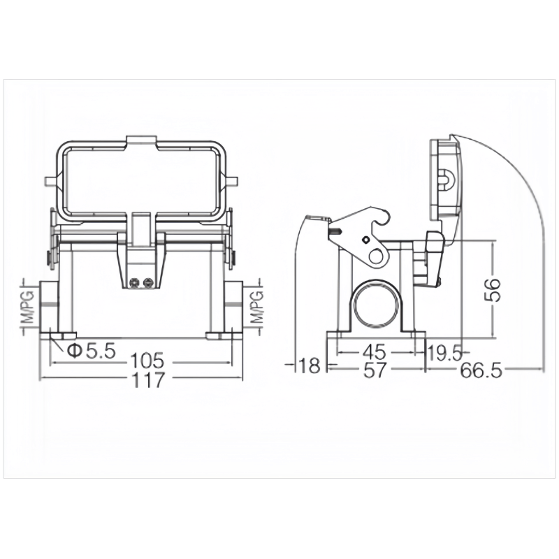 金属外壳 封底下壳 H16B-SF-1L-MCV-M25-2M25-PG21-2PG21 尺寸.png