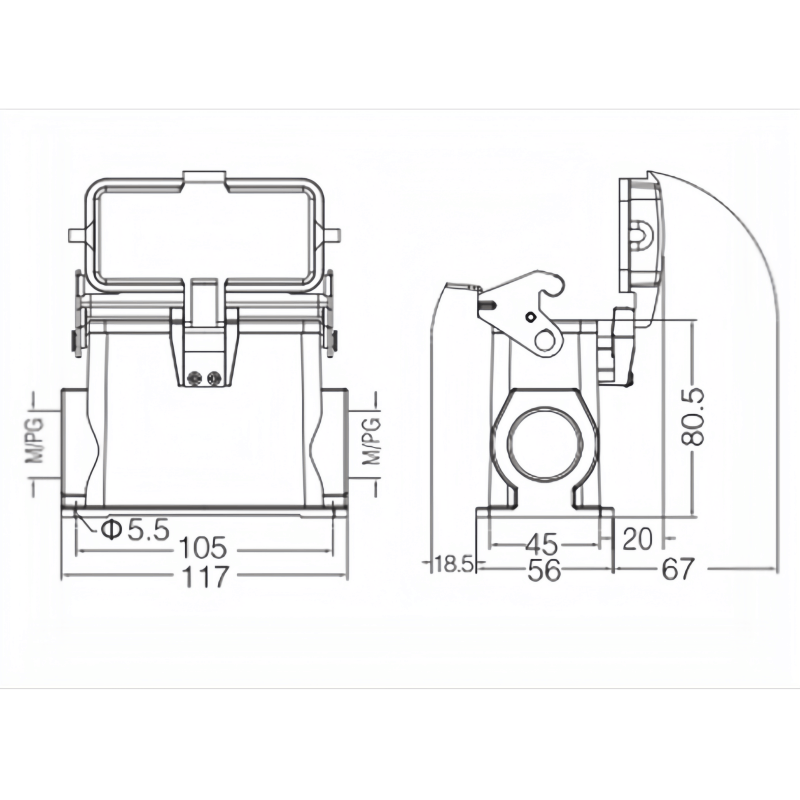 金属外壳 封底下壳 高结构 H16B-SFH-1L-CV-M32-2M25-2M32-PG21-2PG21-PG29-2PG29 尺寸.png