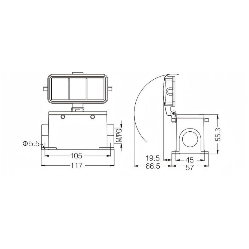 金属外壳 封底下壳 H16B-SF-4B-M25-2M25-PG21-2PG21 尺寸.png