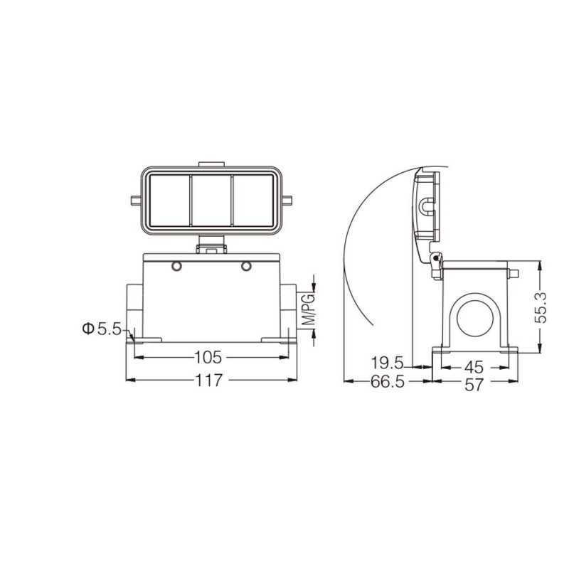 金属外壳 封底下壳 H16B-SF-4B-MCV-M25-2M25-PG21-2PG21 尺寸.png